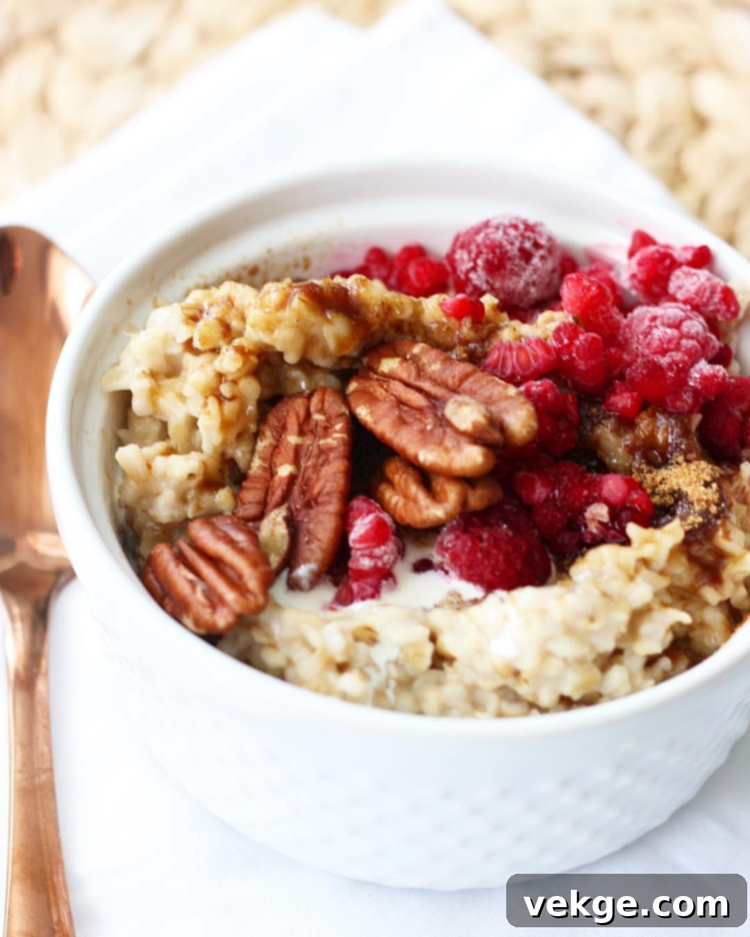 Effortless Instant Pot Steel Cut Oats 3 Two bowls of Instant Pot Steel Cut Oats with various toppings