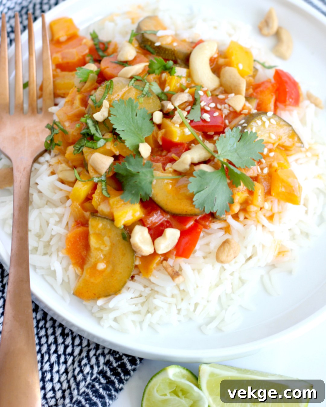 Vibrant Thai Red Curry with an array of fresh vegetables