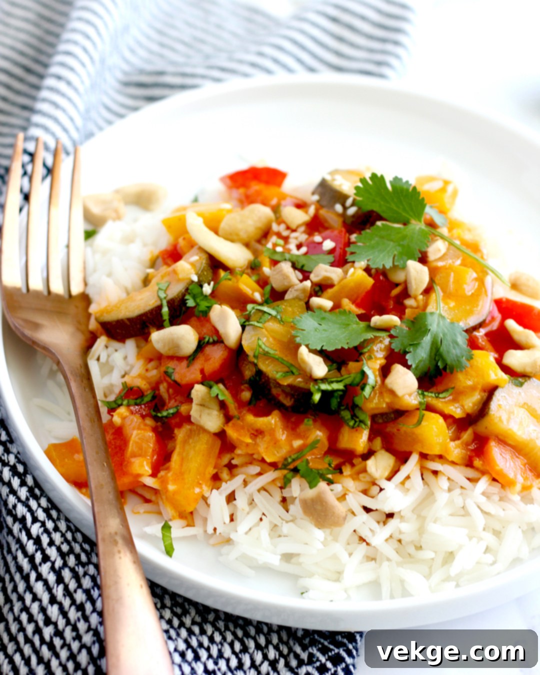 Close-up of fresh ingredients for Thai Red Curry, ready for cooking