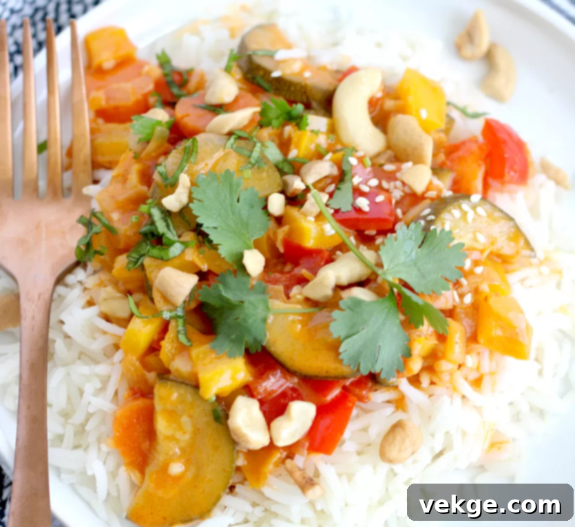 Delicious Thai Red Curry with Vegetables in a bowl