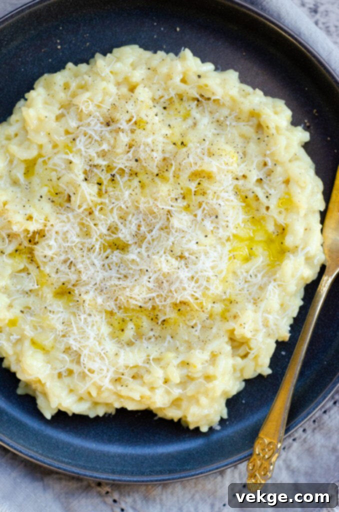 Effortless Instant Pot Risotto 7 Another shot of a serving of Instant Pot Risotto, emphasizing its rich and appealing texture