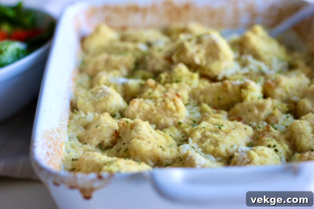 Ultimate Baked Chicken and Rice 12 A wide shot of the baked chicken and rice, ready to be served