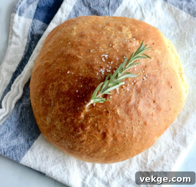 Fragrant Rosemary Bread 4 Close-up of a rustic Rosemary Bread loaf with a decorative score