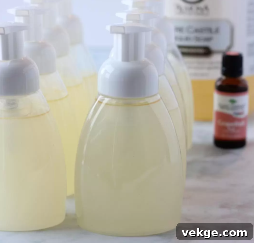 Whip Up Your Own Hand Soap 9 A bottle of homemade hand soap with a label