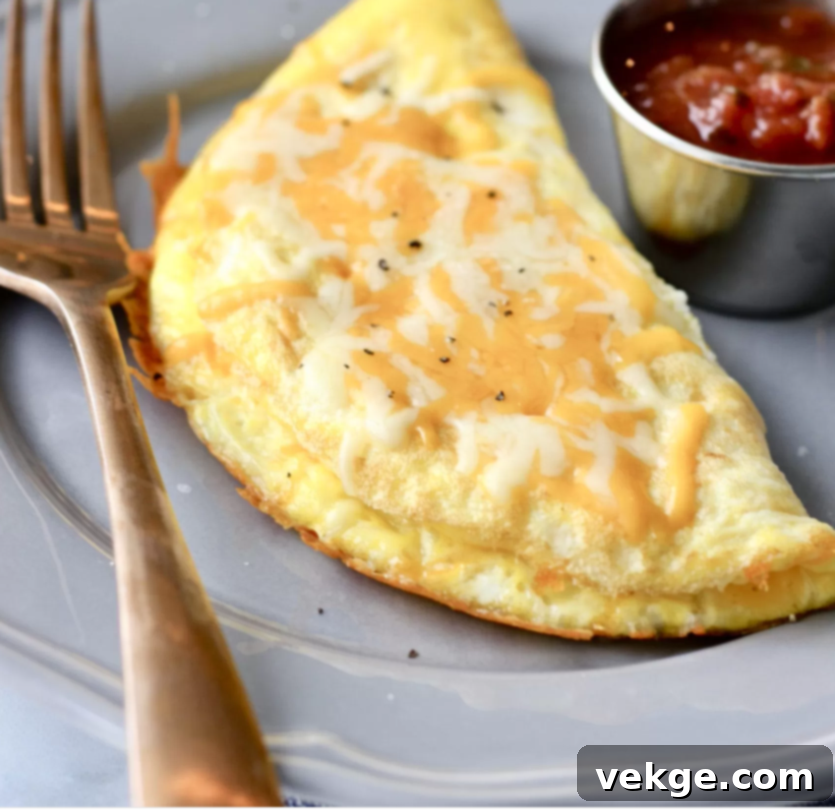 Omelette in 4 Minutes 3 A golden, fluffy omelette, garnished with fresh parsley.