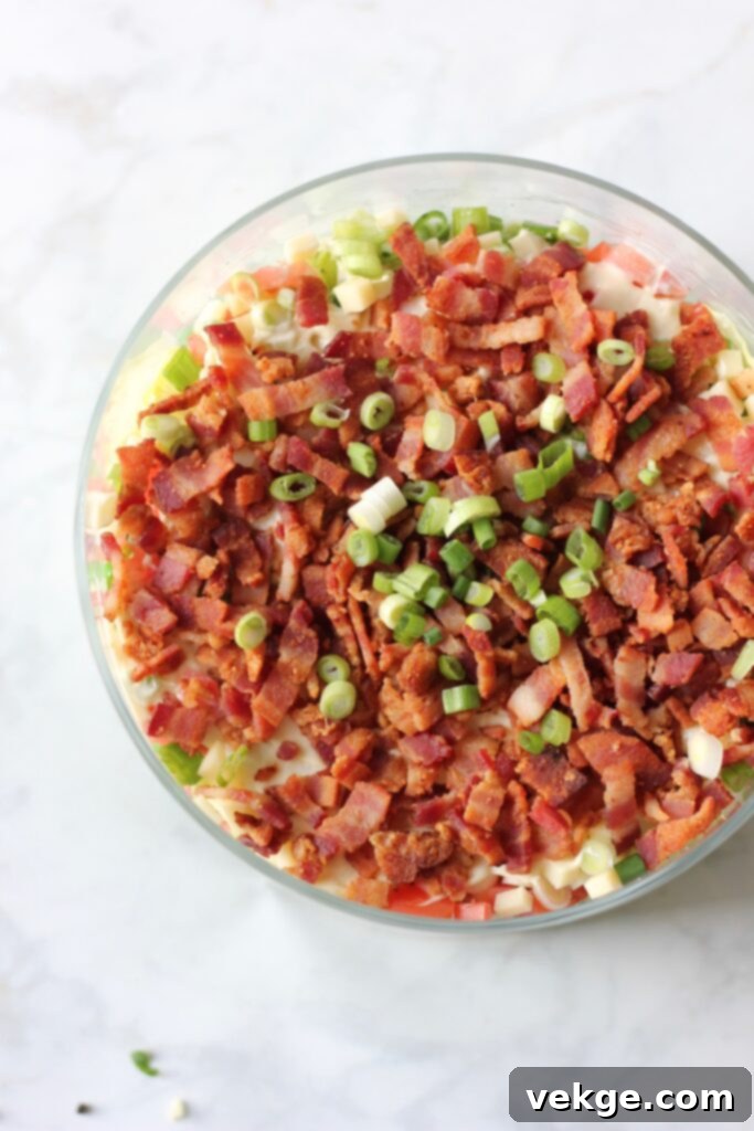 A serving of layered salad