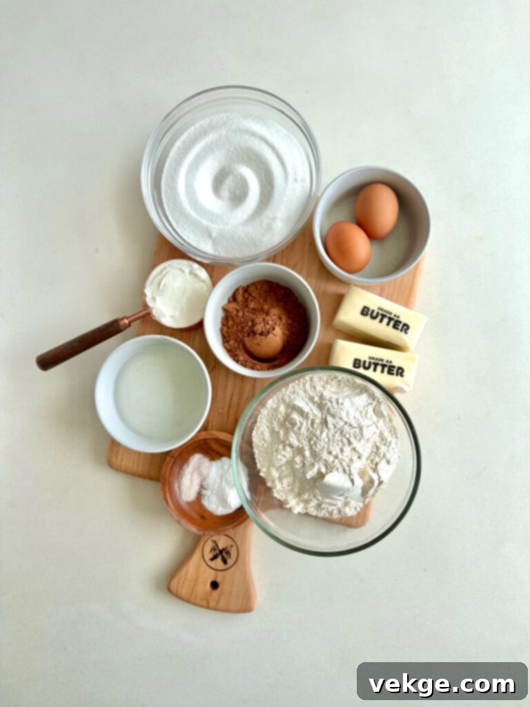 Classic Texas Sheet Cake 3 Overhead view of a rectangular sheet cake before being cut into individual servings.