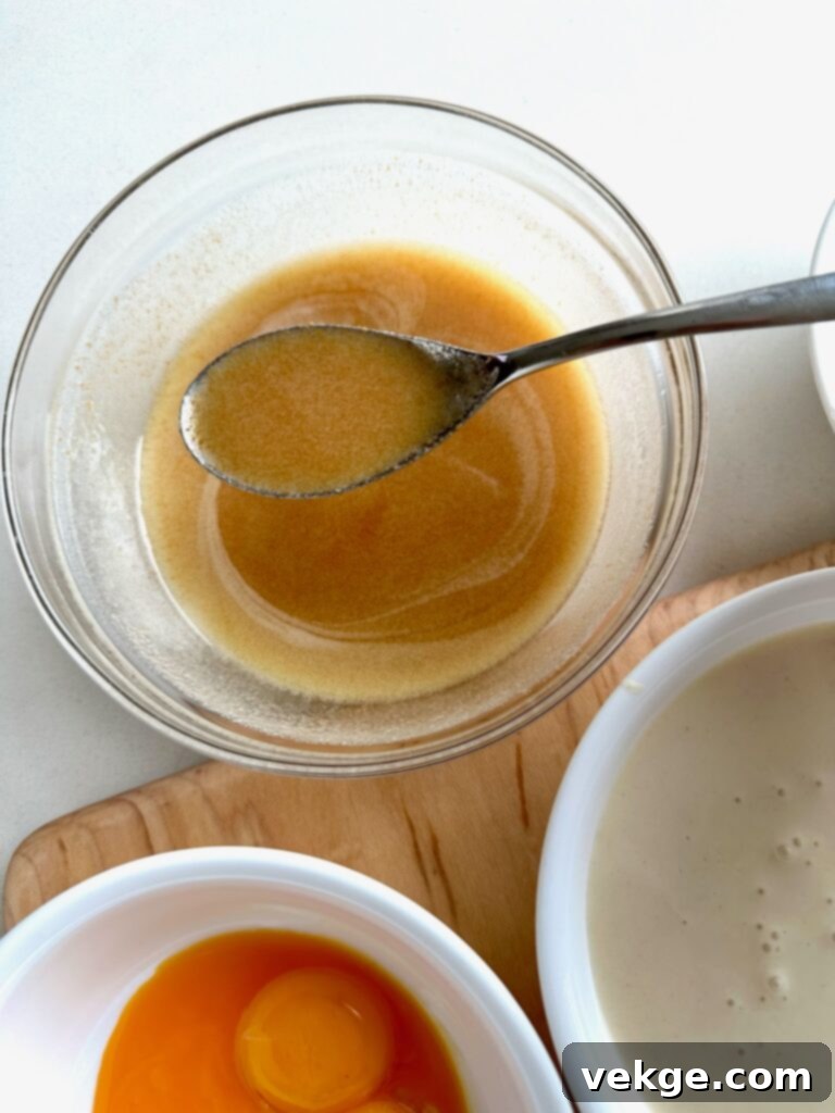 Artisan Brown Butter Chocolate Chip Bars 9 Close-up of melted butter starting to brown in a saucepan